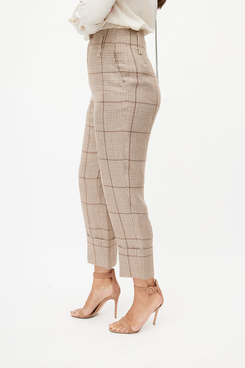 Brunello Cucinelli Brown Plaid Trouser