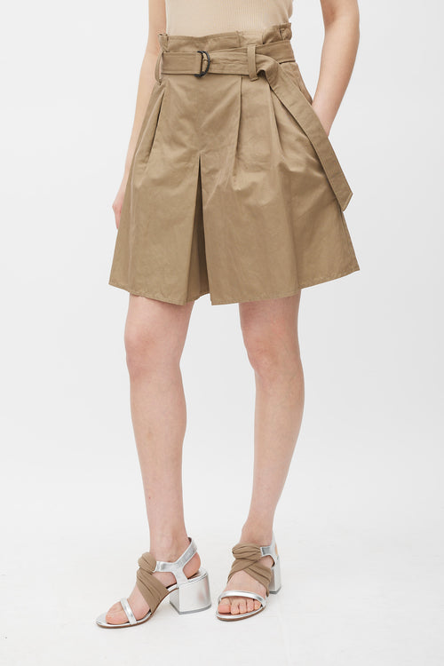 Brunello Cucinelli Brown Pleated Wide Leg Short