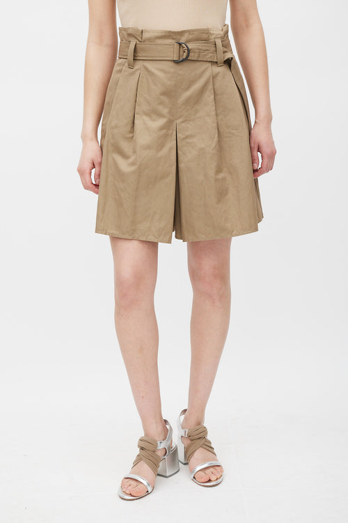 Brunello Cucinelli Brown Pleated Wide Leg Short