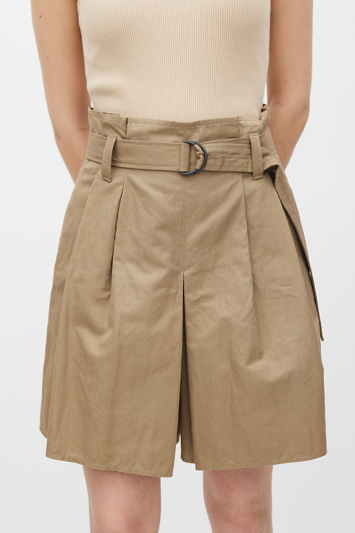 Brunello Cucinelli Brown Pleated Wide Leg Short