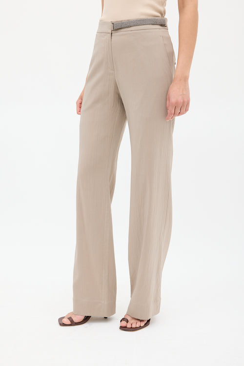 Brunello Cucinelli Brown Silk 
Monili Belt Trouser