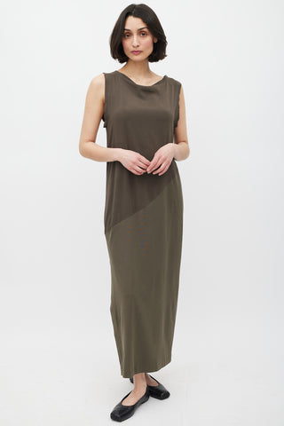 Brunello Cucinelli Brown Silk Panelled Dress