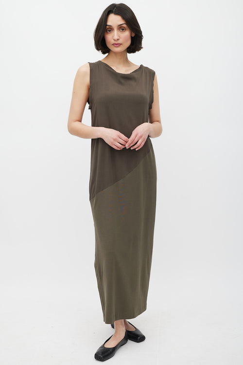 Brunello Cucinelli Brown Silk Panelled Dress