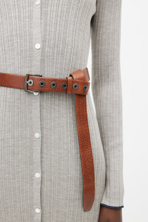 Brunello Cucinelli Brown 
Silver Belt