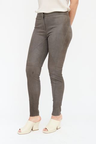 Brunello Cucinelli Suede Skinny Trousers