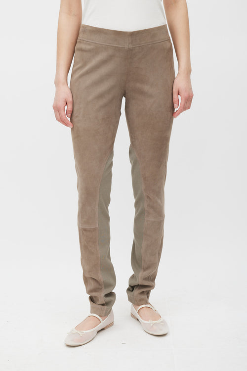 Brunello Cucinelli Brown Suede Skinny Trouser