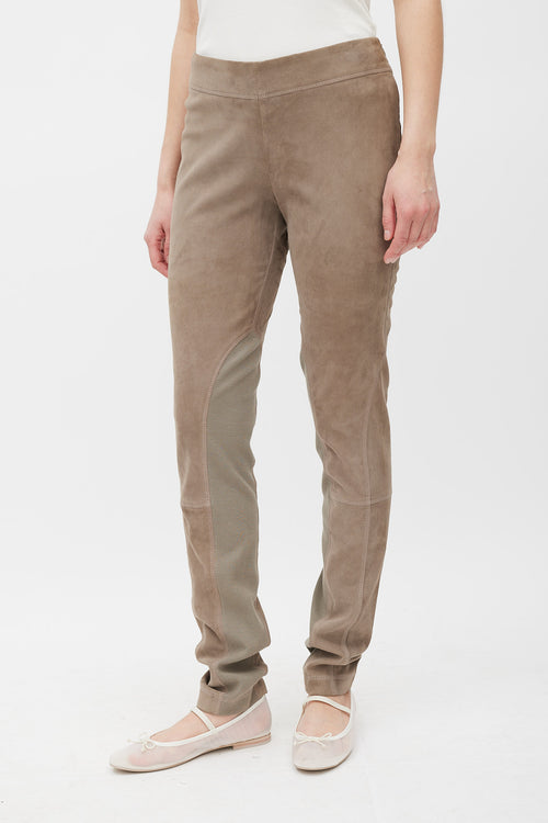 Brunello Cucinelli Brown Suede Skinny Trouser