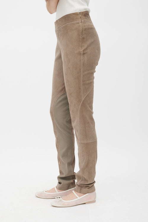 Brunello Cucinelli Brown Suede Skinny Trouser