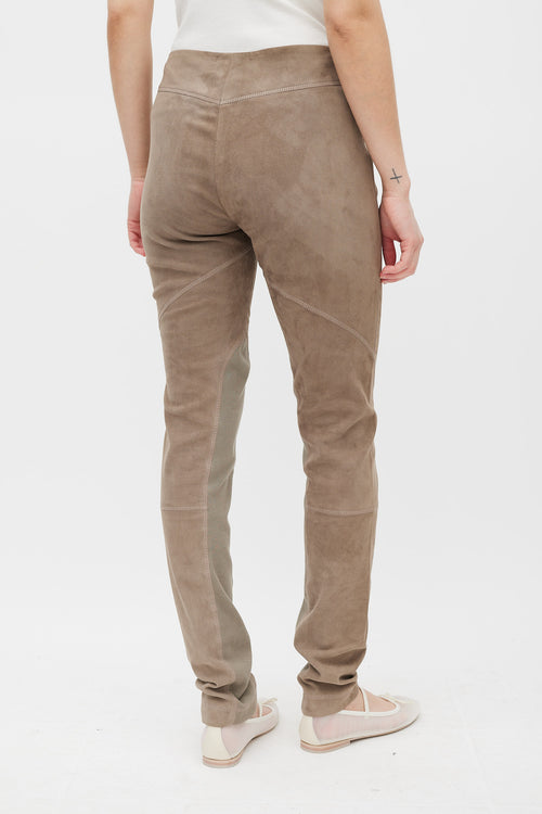 Brunello Cucinelli Brown Suede Skinny Trouser