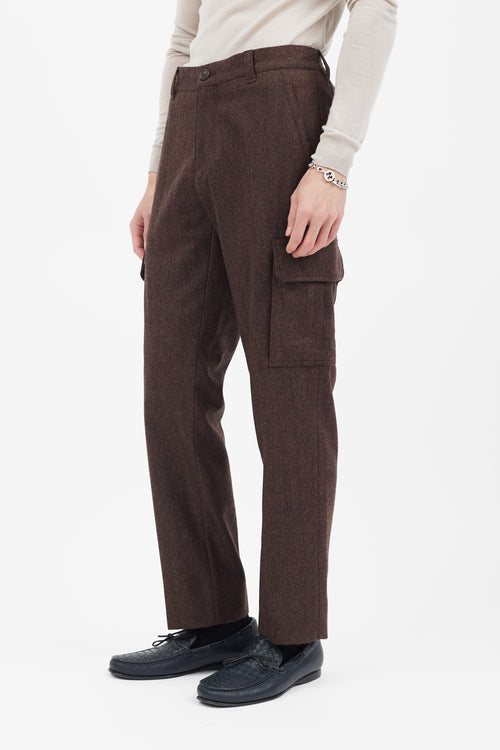 Brunello Cucinelli Brown Wool Cargo Trouser