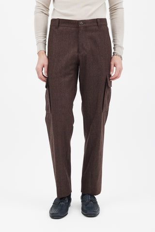 Brunello Cucinelli Brown Wool Cargo Trouser