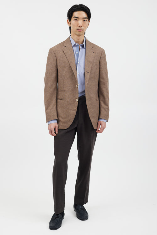 Brunello Cucinelli Brown Wool Checkmark Blazer