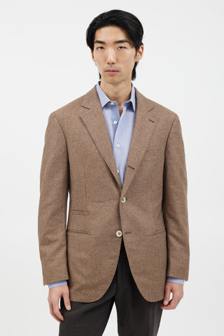 Brunello Cucinelli Brown Wool Checkmark Blazer