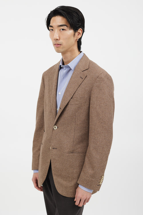 Brunello Cucinelli Brown Wool Checkmark Blazer