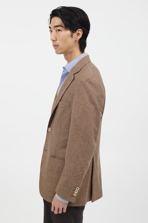 Brunello Cucinelli Brown Wool Checkmark Blazer