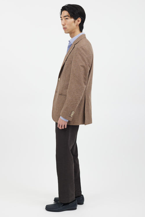 Brunello Cucinelli Brown Wool Checkmark Blazer