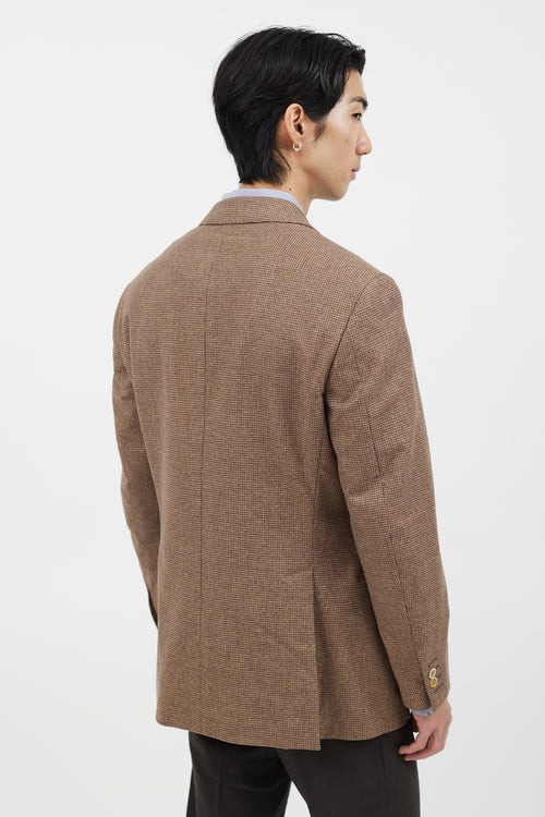 Brunello Cucinelli Brown Wool Checkmark Blazer