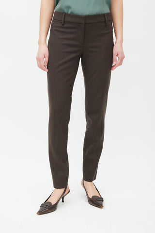 Brunello Cucinelli Brown Wool Slim Trouser