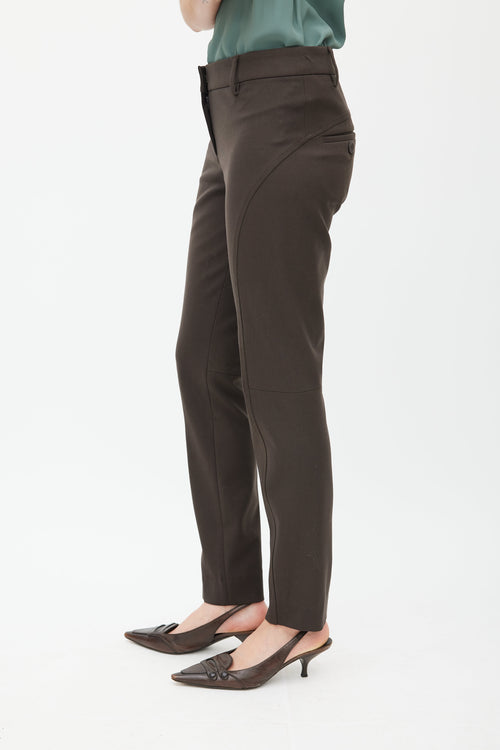 Brunello Cucinelli Brown Wool Slim Trouser