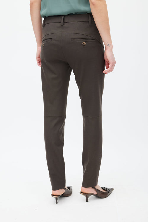 Brunello Cucinelli Brown Wool Slim Trouser