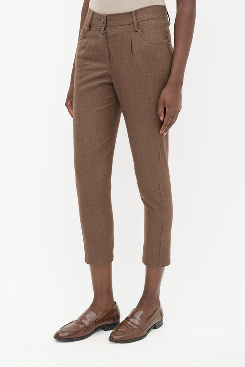 Brunello Cucinelli Brown Wool Tapered Trouser