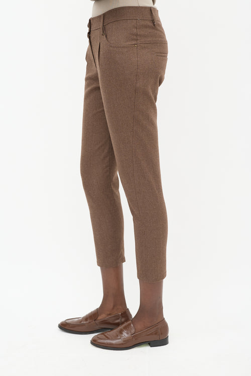 Brunello Cucinelli Brown Wool Tapered Trouser