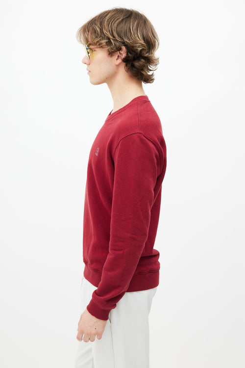 Brunello Cucinelli Burgundy Logo Print Sweatshirt