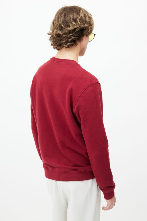 Brunello Cucinelli Burgundy Logo Print Sweatshirt