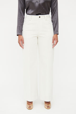 Brunello Cucinelli Cream Wide Leg Corduroy Pant