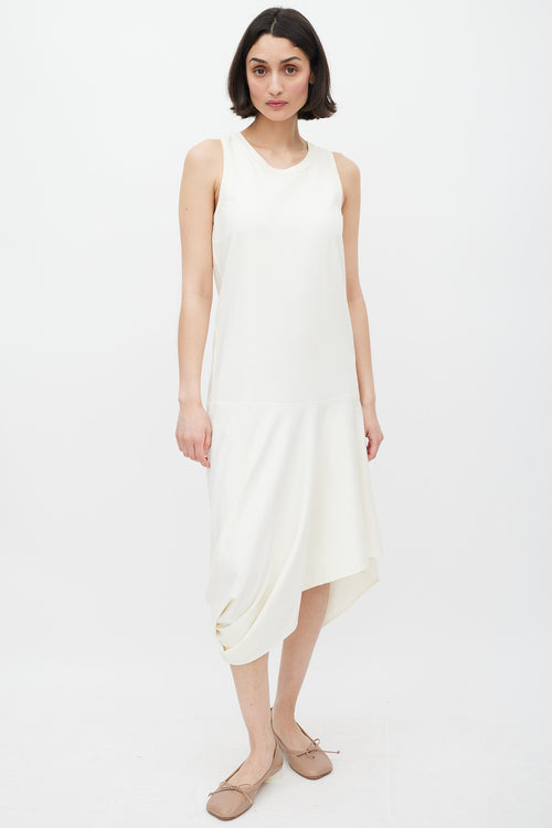 Brunello Cucinelli Cream Darted Asymmetrical Dress