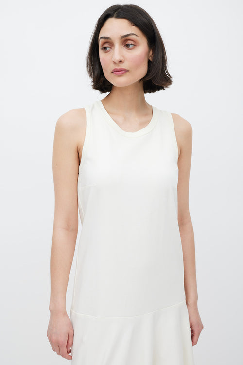 Brunello Cucinelli Cream Darted Asymmetrical Dress