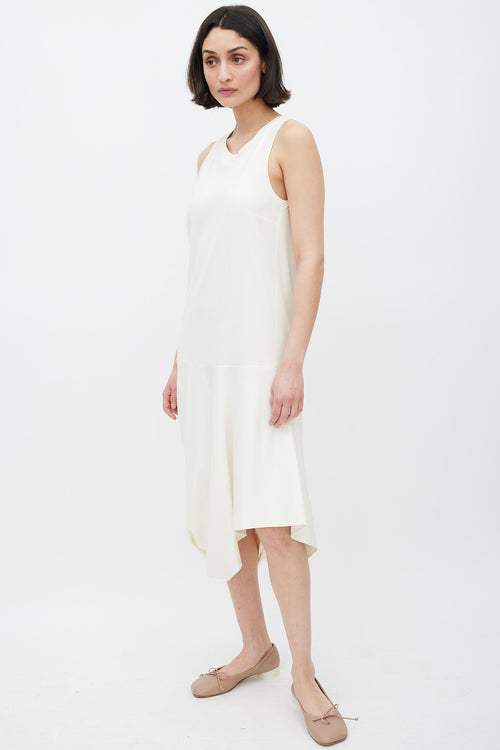 Brunello Cucinelli Cream Darted Asymmetrical Dress