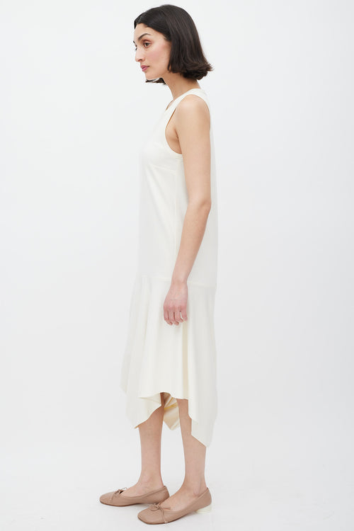 Brunello Cucinelli Cream Darted Asymmetrical Dress