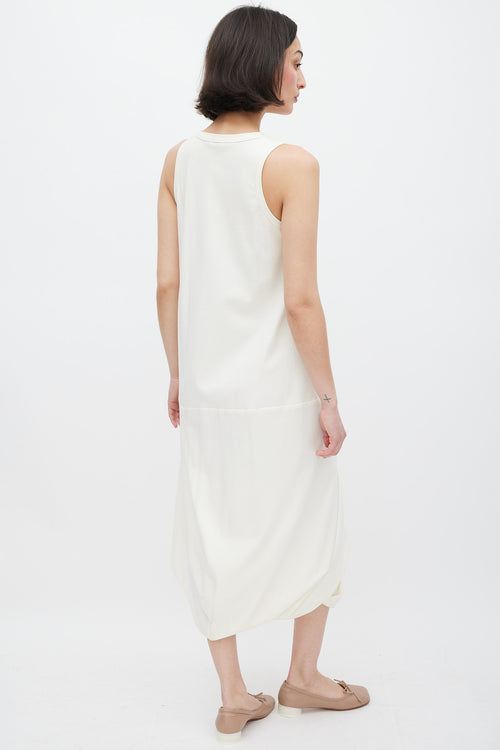 Brunello Cucinelli Cream Darted Asymmetrical Dress