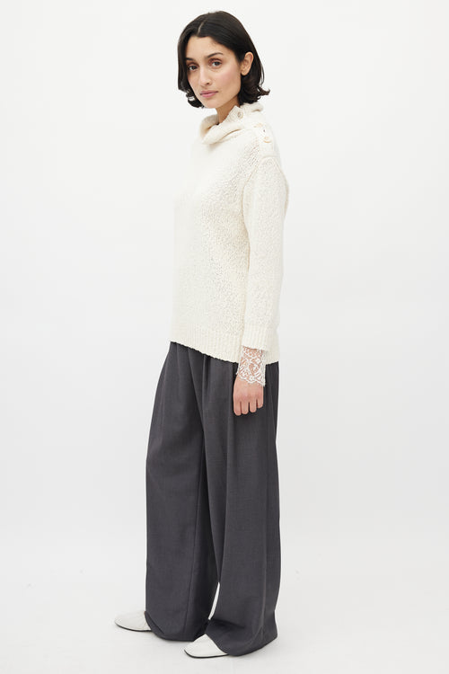 Brunello Cucinelli Cream Knit Lace Sweater