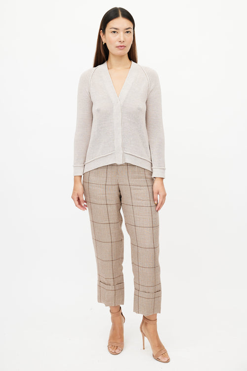 Brunello Cucinelli Cream Metallic Knit Cardigan