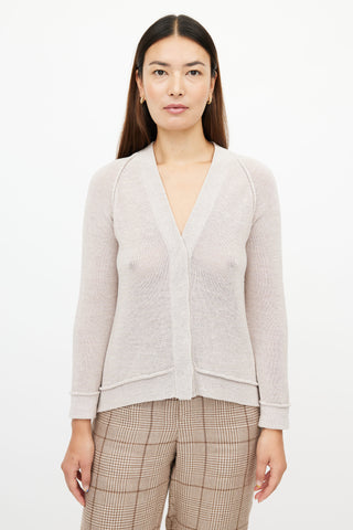 Brunello Cucinelli Cream Metallic Knit Cardigan