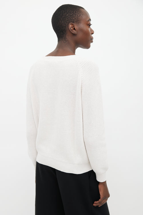 Brunello Cucinelli Cream Monili Knit Sweater