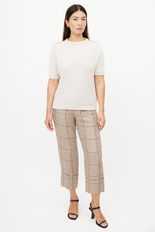 Brunello Cucinelli Cream Monilli Knit Top