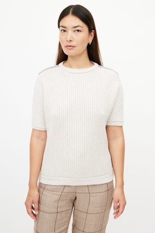 Brunello Cucinelli Cream Monilli Knit Top