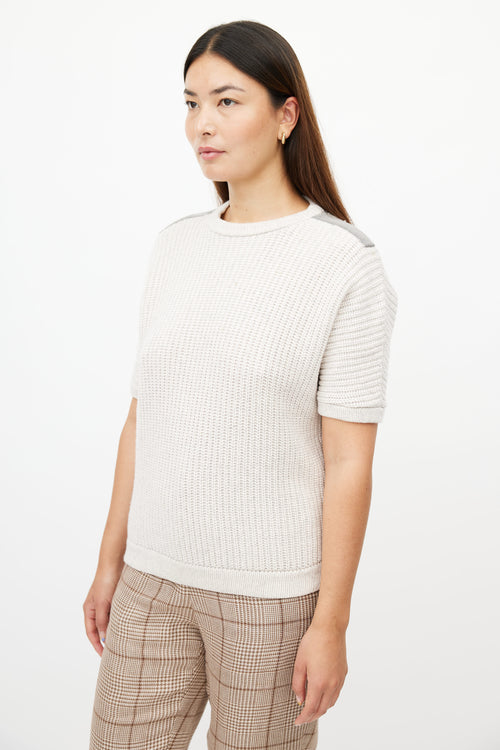 Brunello Cucinelli Cream Monilli Knit Top