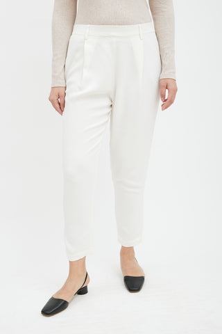 Brunello Cucinelli Cream Silk Drop Seat Trouser