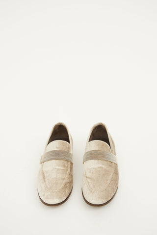 Brunello Cucinelli Cream Velvet Loafer