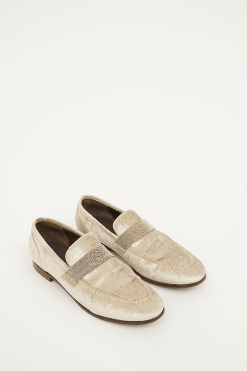 Brunello Cucinelli Cream Velvet Loafer