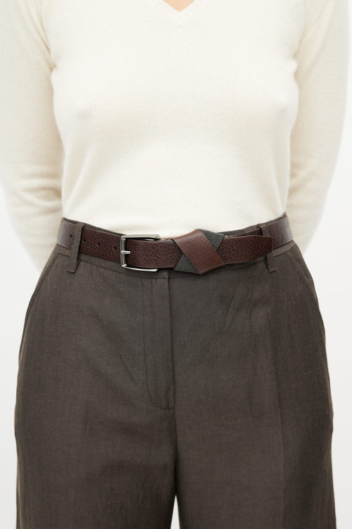 Brunello Cucinelli Dark Brown Double Monili Buckle Belt