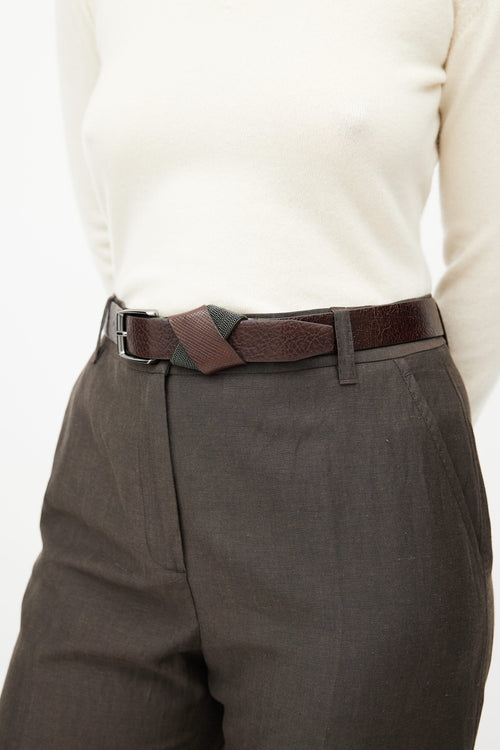 Brunello Cucinelli Dark Brown Double Monili Buckle Belt