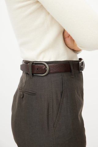 Brunello Cucinelli Dark Brown Double Monili Buckle Belt