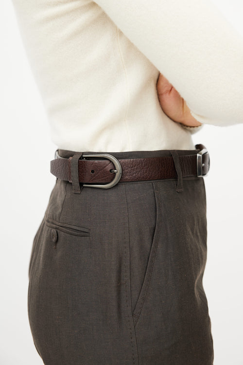 Brunello Cucinelli Dark Brown Double Monili Buckle Belt