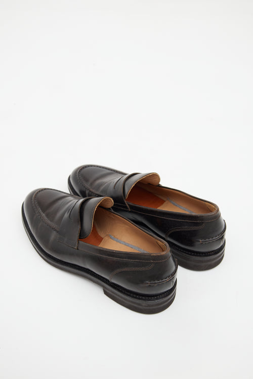 Brunello Cucinelli Dark Brown Leather Penny Loafer