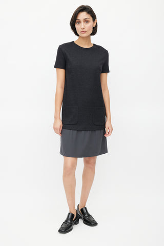 Brunello Cucinelli Dark Grey Wool 
Silk Dress